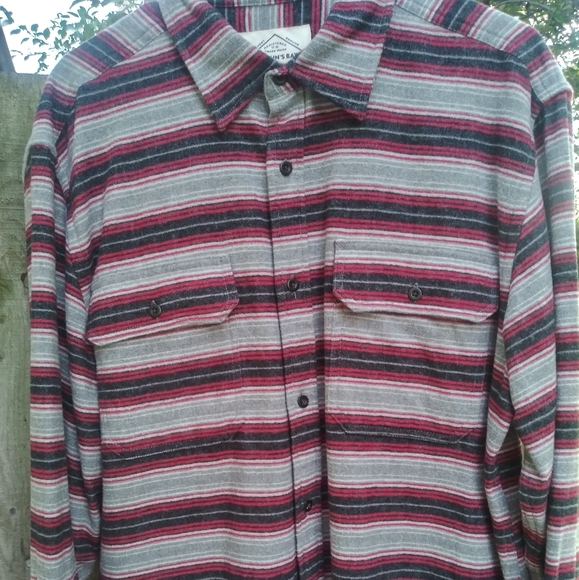 St. John's Bay Other - Mens St Johns Bay 100% Cotton Red And Black Striped Long Sleeve Shirt Size Large